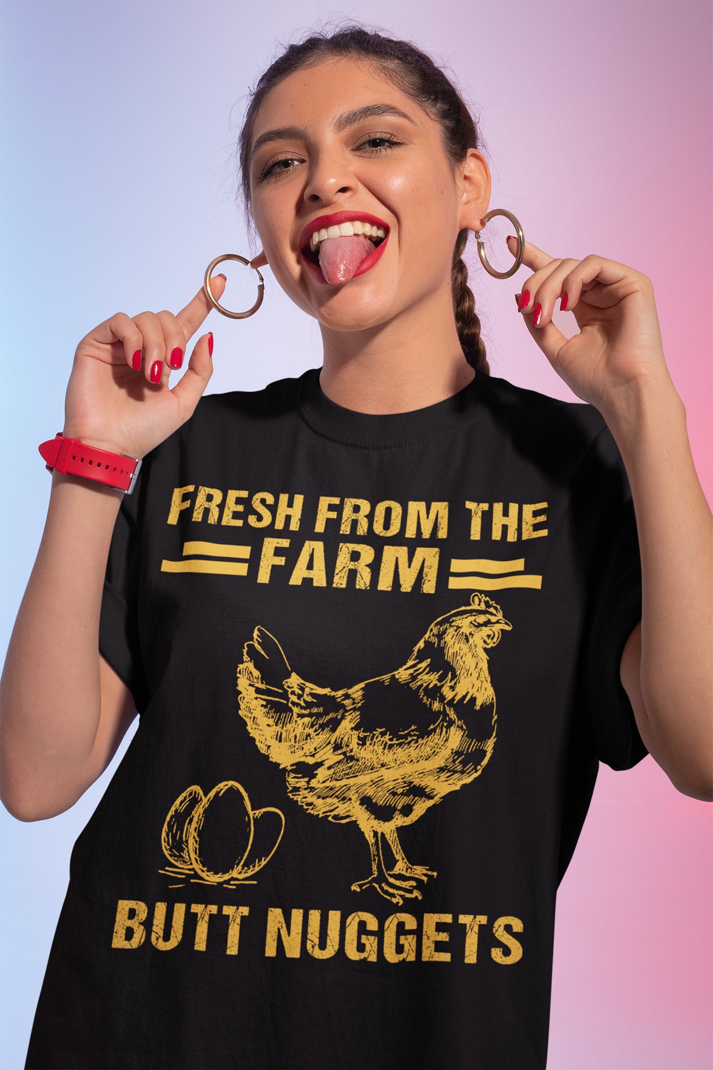 Funny Farm Chicken T-Shirt Fresh From The Farm Butt Nuggets Tee