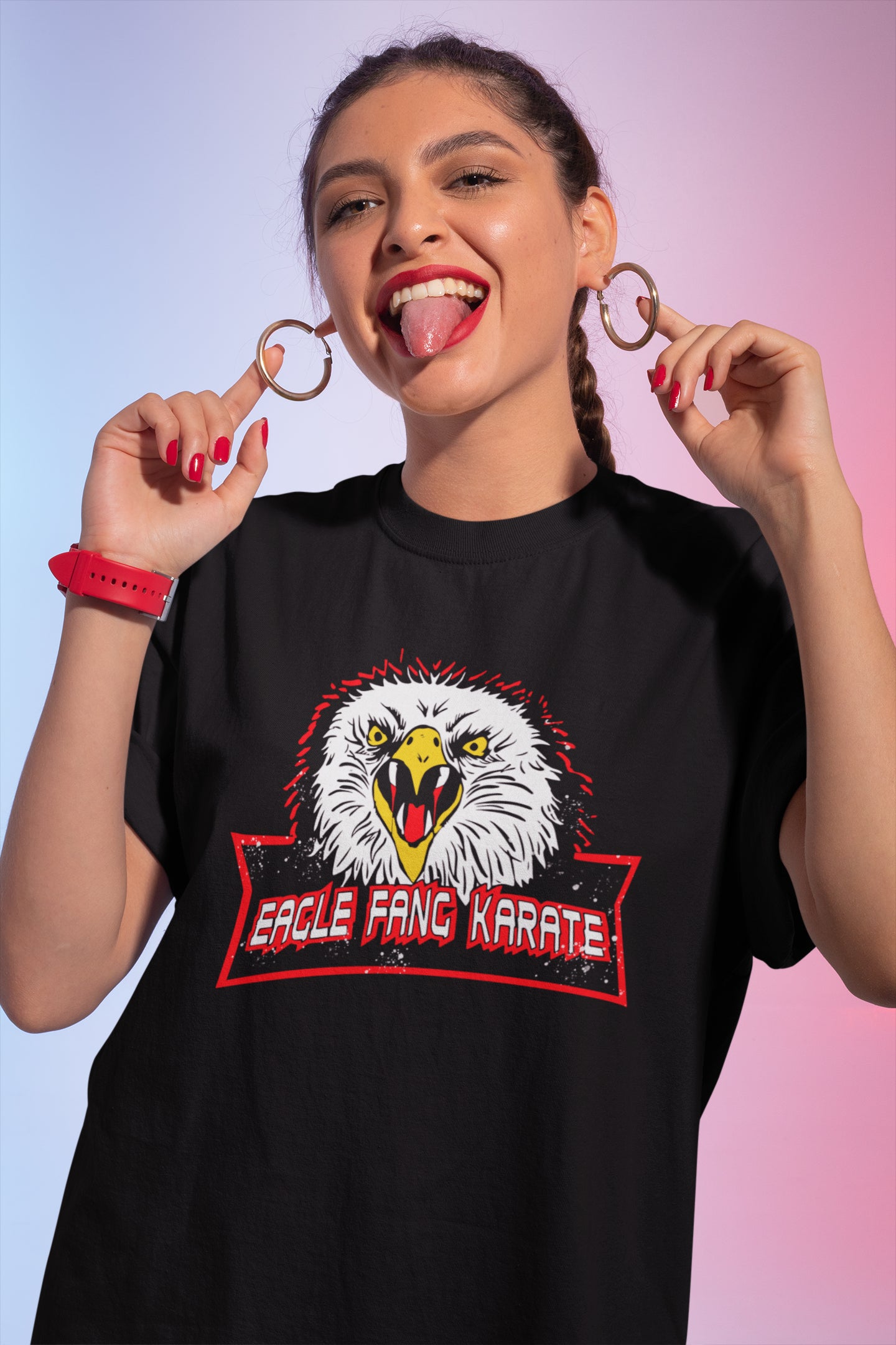 Eagle Fang Karate Logo Black Sweatshirt - Retro Martial Arts Hoodie