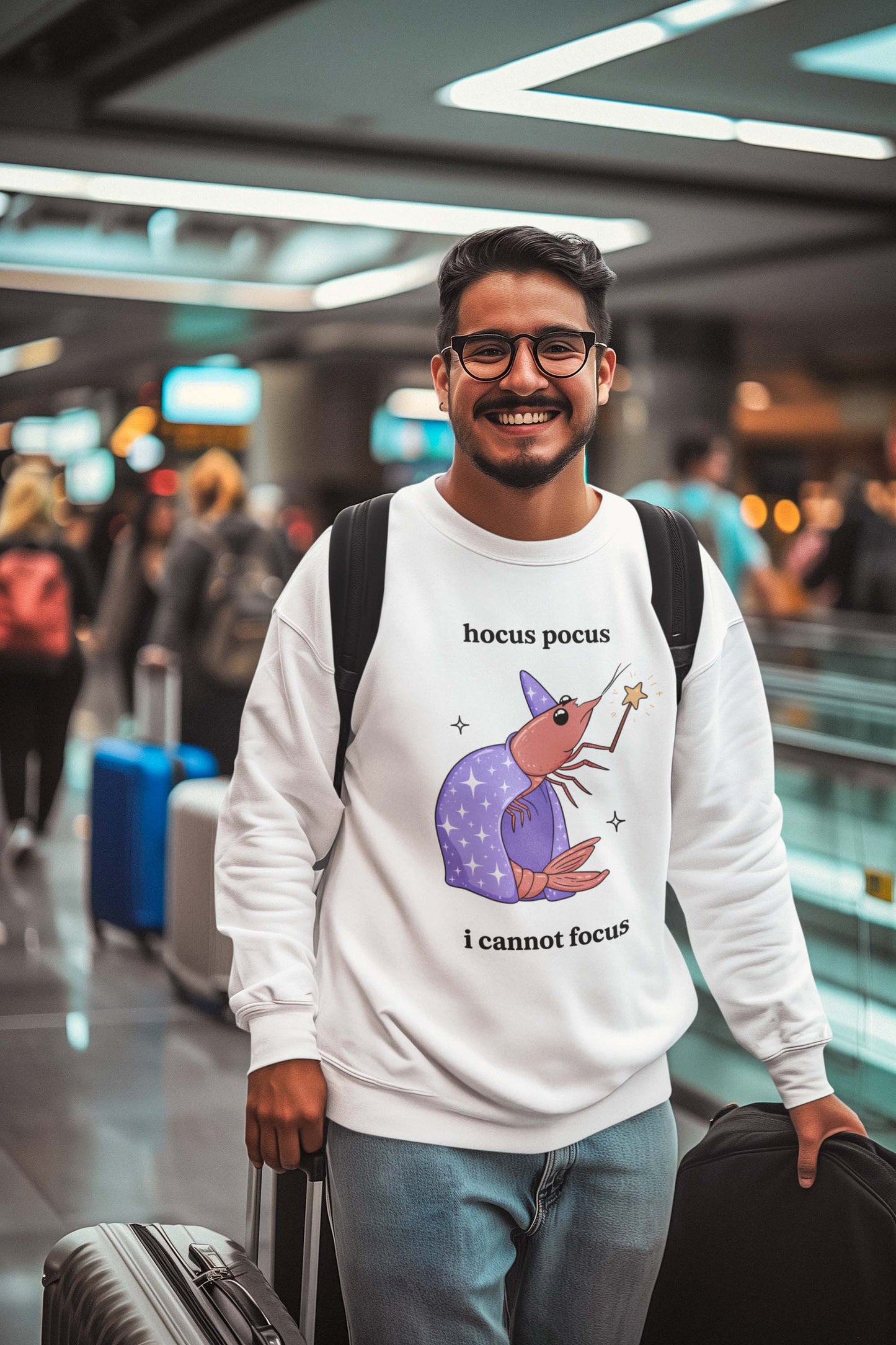 Funny Witch Shrimp T-Shirt - Hocus Pocus I Cannot Focus Cute Magic Tee