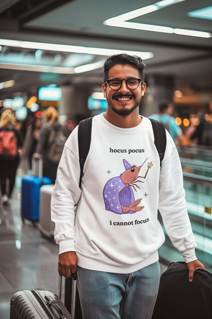 Funny Witch Shrimp T-Shirt - Hocus Pocus I Cannot Focus Cute Magic Tee