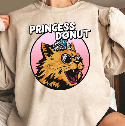 Princess Donut Cat Graphic T-Shirt - Fun Cat Lover Gift Tee
