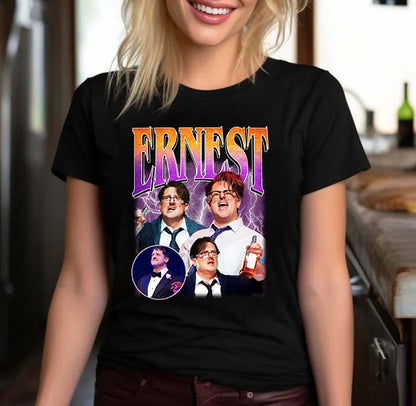 Ernest Funny Character Graphic Tee with Lightning Design