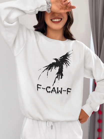 F-CAW-F Crow Graphic Tee Halloween Shirt Black Bird Design
