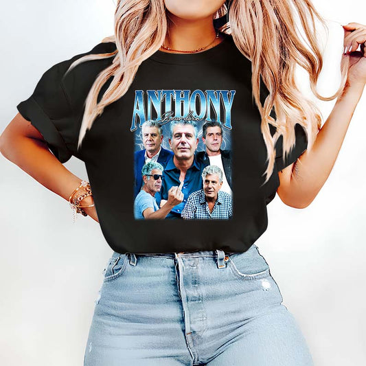 Anthony Bourdain Collage Hoodie – Casual White Pullover Sweatshirt for Food and Travel Fans