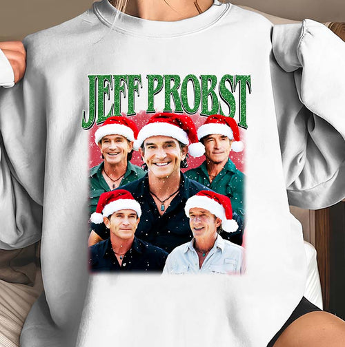 Jeff Probst Christmas Hoodie Santa Hat Holiday Sweatshirt