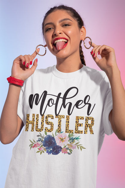 Mother Hustler Leopard Print Floral Sweatshirt - Motivational Mom Gift