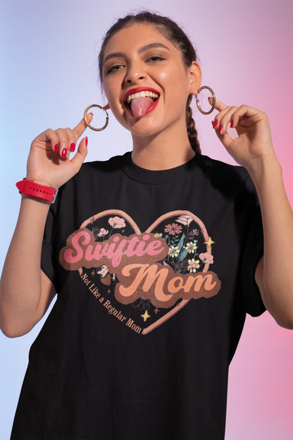 Swiftie Mom Sweatshirt - Not Like a Regular Mom Heart Floral Design