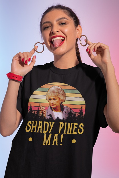 Shady Pines Ma Vintage Style Funny T-Shirt with Retro Forest Design