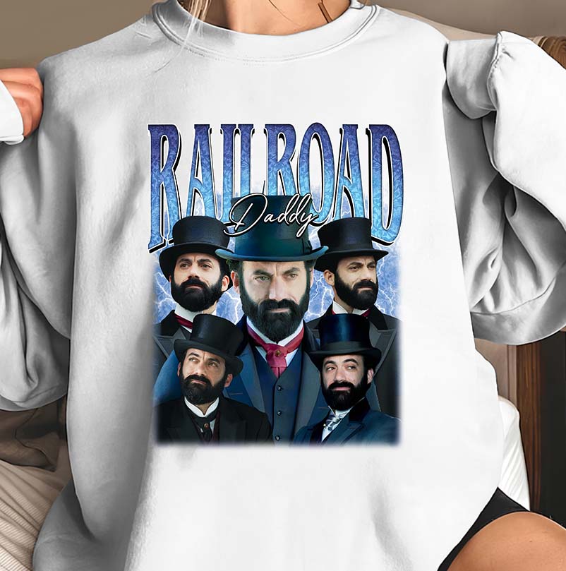 Railroad Daddy Vintage Style Graphic Hoodie for History and Railroad Enthusiasts