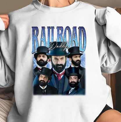 Railroad Daddy Vintage Style Graphic Hoodie for History and Railroad Enthusiasts