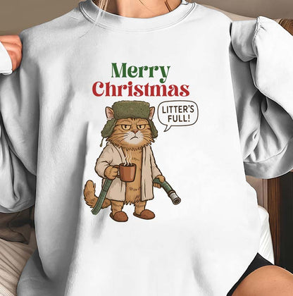 Funny Cat Christmas Hoodie - Merry Christmas Litter's Full Cozy Sweatshirt
