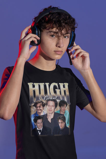 Hugh Grant Vintage Collage T-Shirt - Classic British Actor Fan Tee