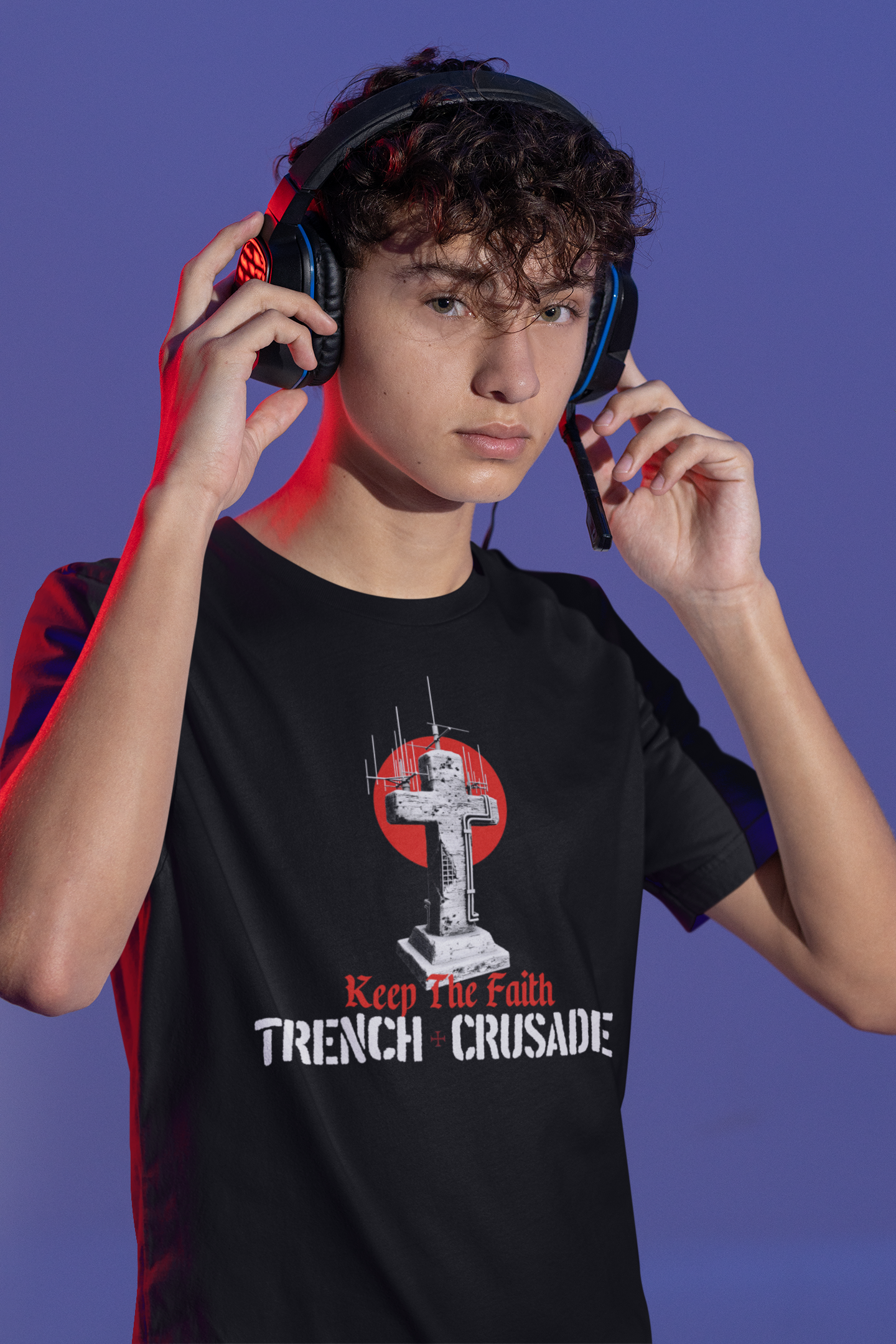 Keep The Faith Trench Crusade Cross T-Shirt – Vintage Gothic Religious Tee
