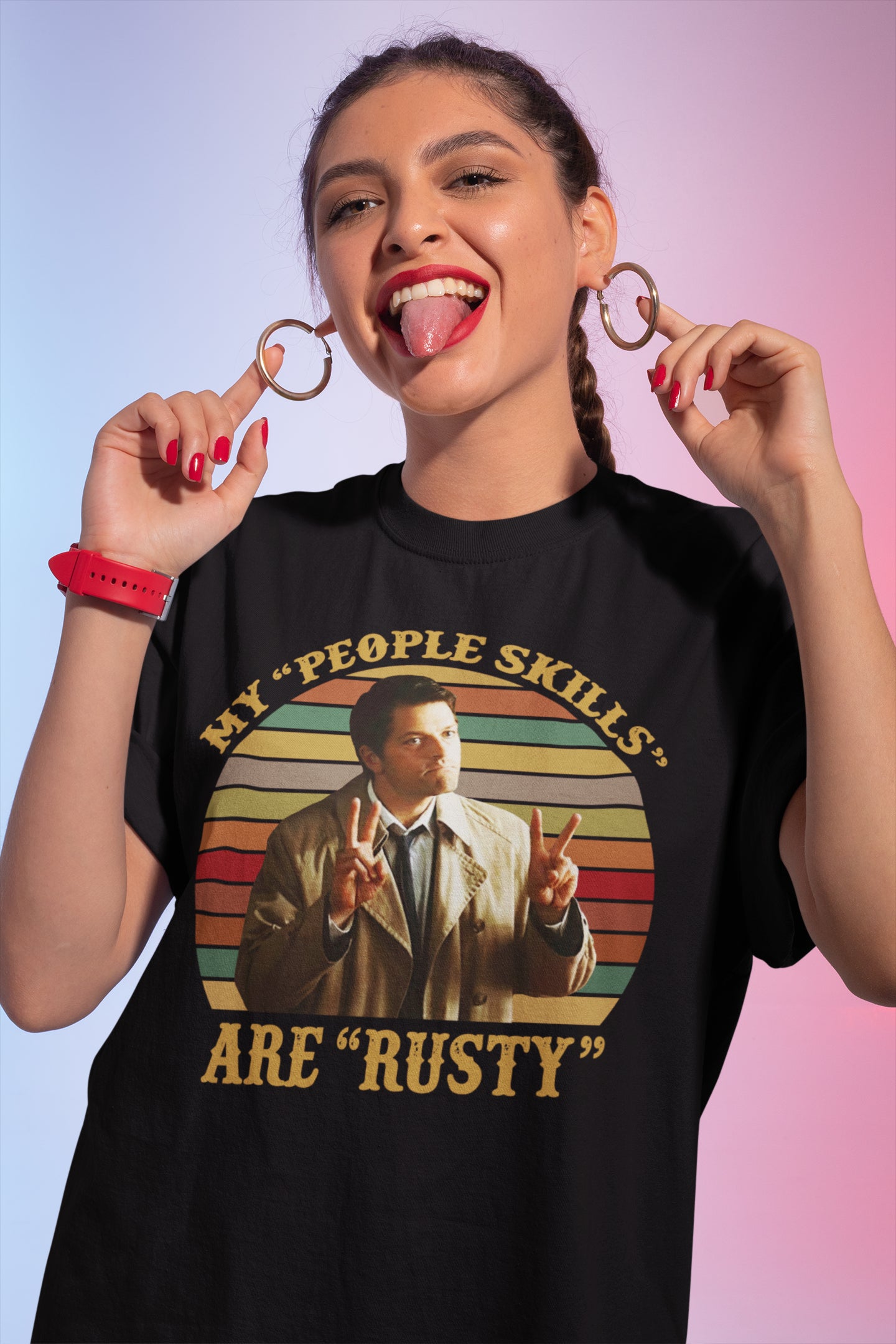 Vintage Castiel 'People Skills Are Rusty' Supernatural Sweatshirt
