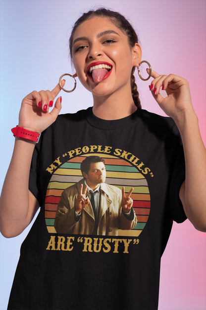Vintage Castiel 'People Skills Are Rusty' Supernatural Sweatshirt