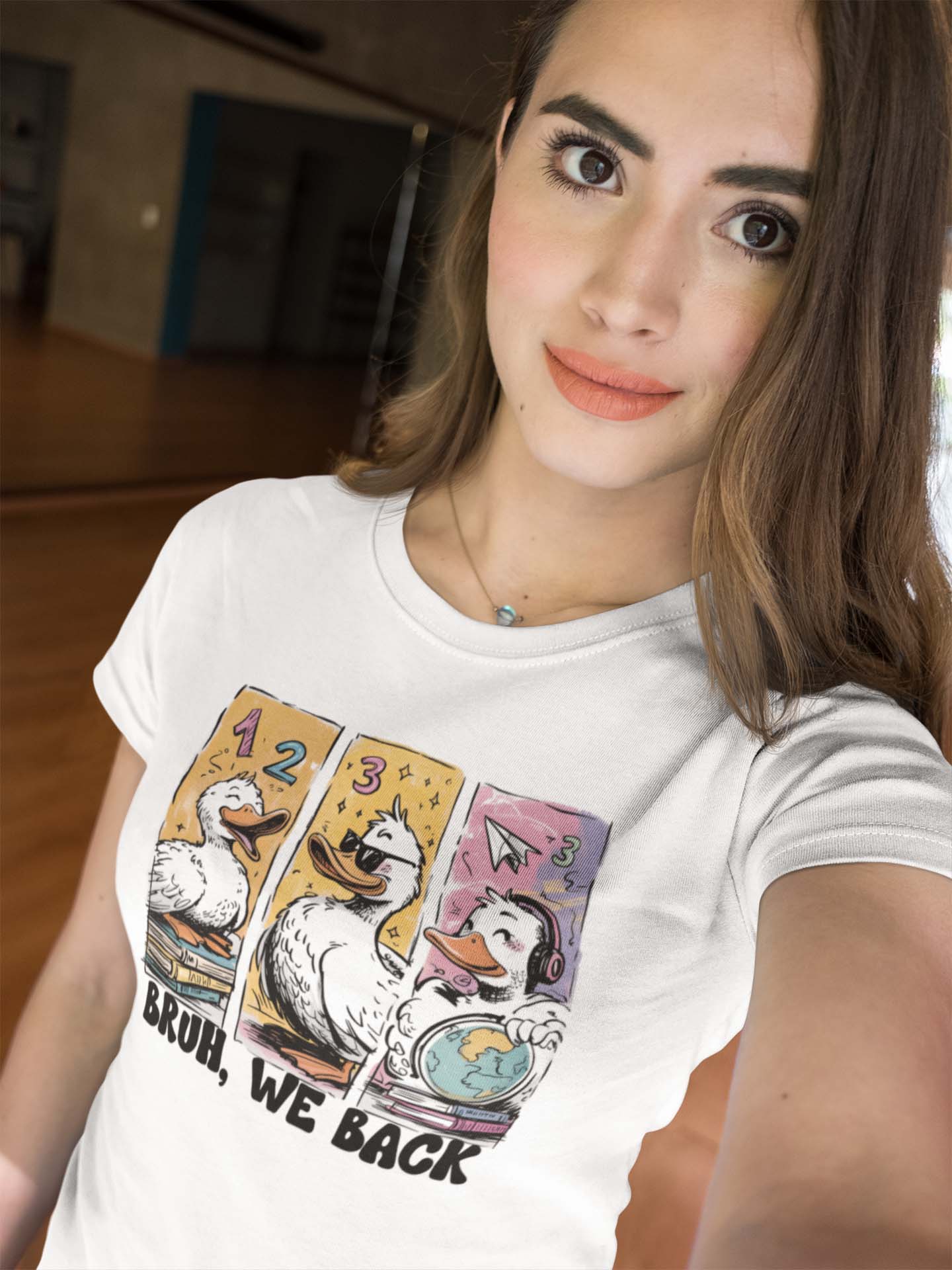 Bruh We Back Hoodie with Funny Duck Cartoon Graphic