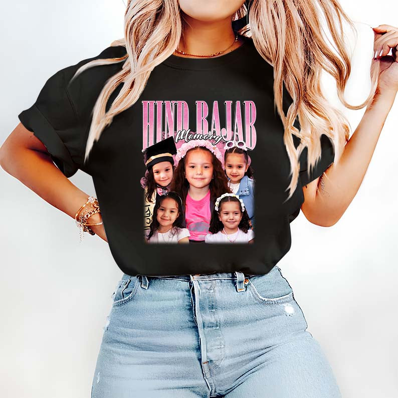 Hind Rajab Memory Custom Photo Collage T-Shirt - Personalized Kids' Photo Tee