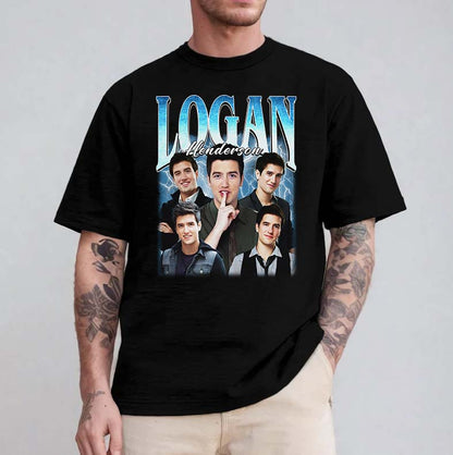Logan Henderson Fan Shirt - Vintage Style Lightning Portrait Tee