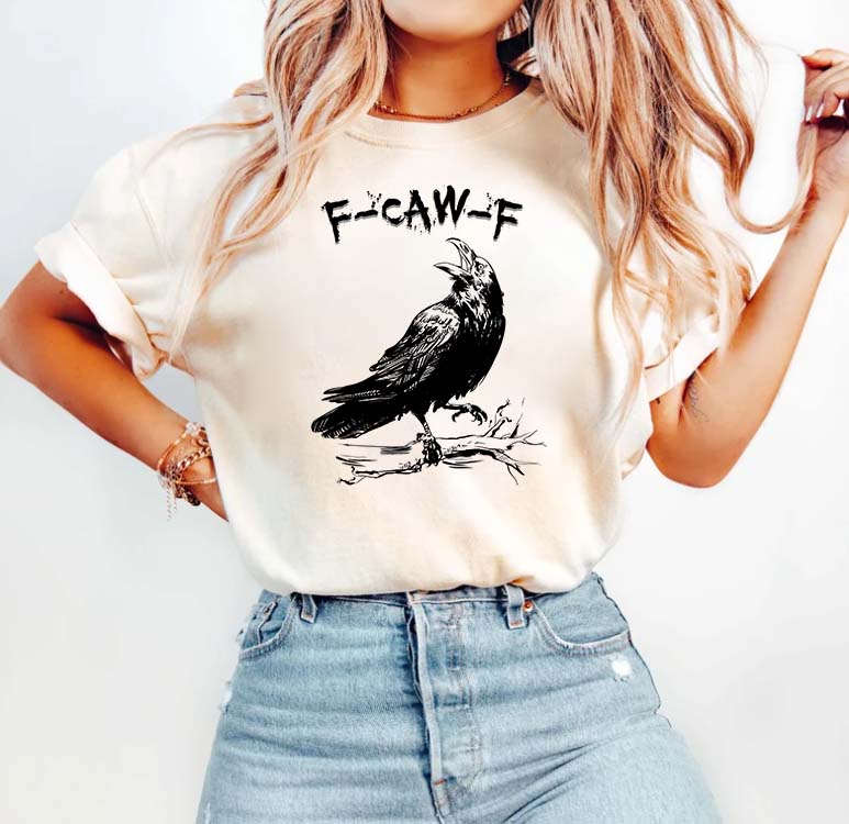 Funny F-CAW-F Crow T-Shirt - Quirky Bird Lover Graphic Tee