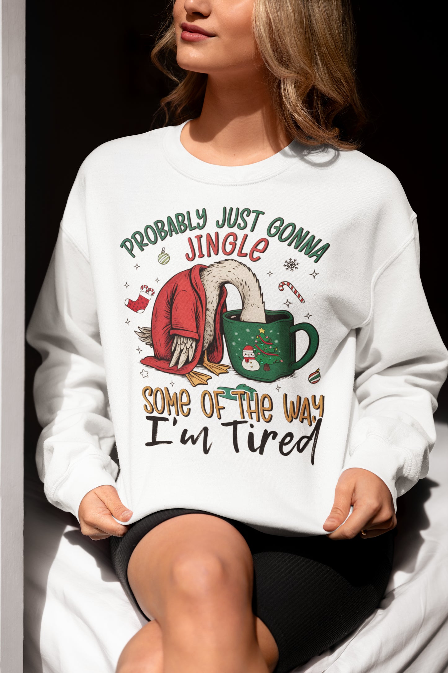 Funny Christmas Goose Shirt - Probably Just Gonna Jingle Some of the Way I'm Tired Tee