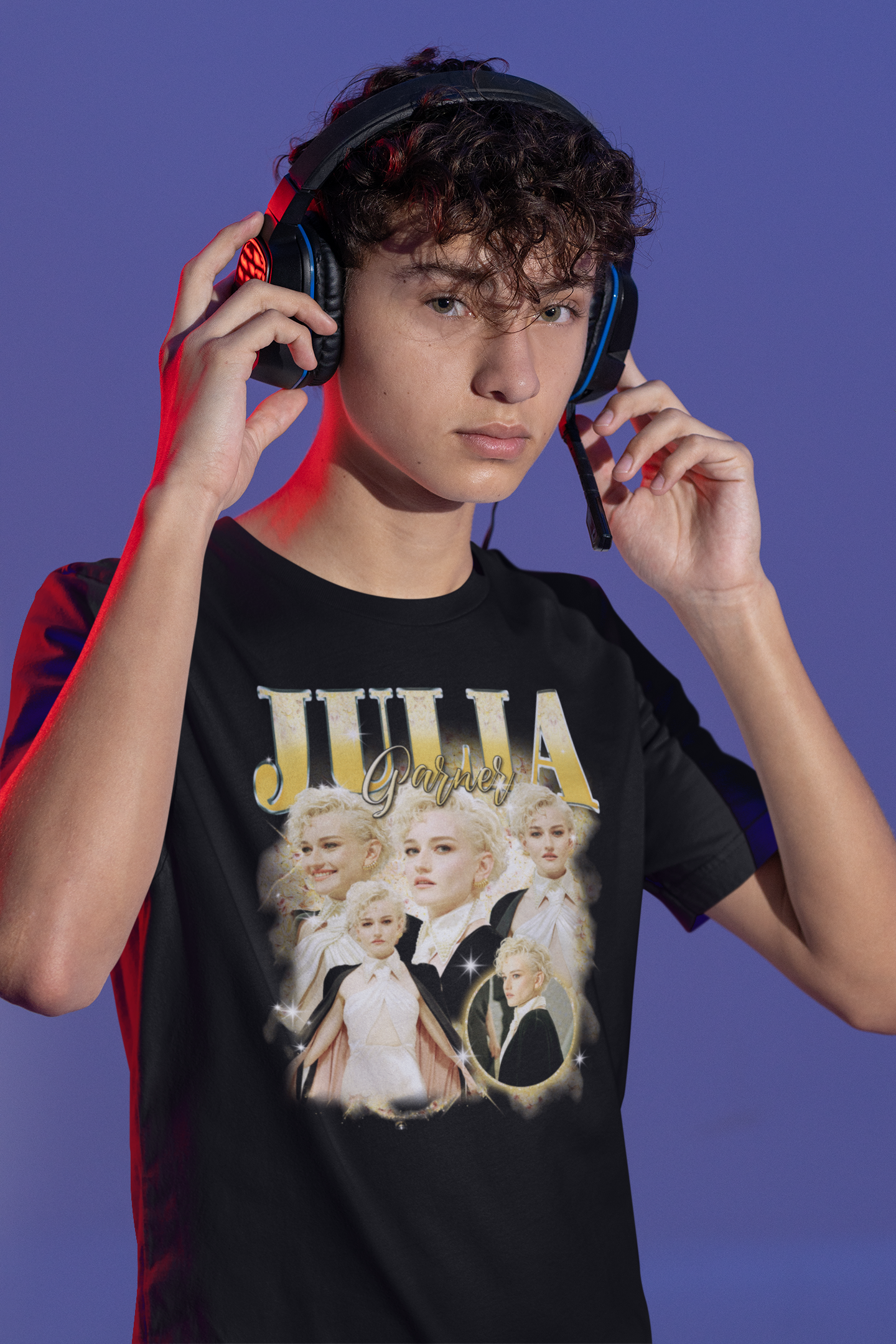 Julia Garner Stylish Photo Collage Graphic White Tee