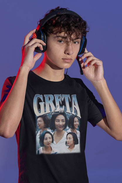 Greta Lee Collage Graphic T-Shirt - Stylish Fan Tribute Tee