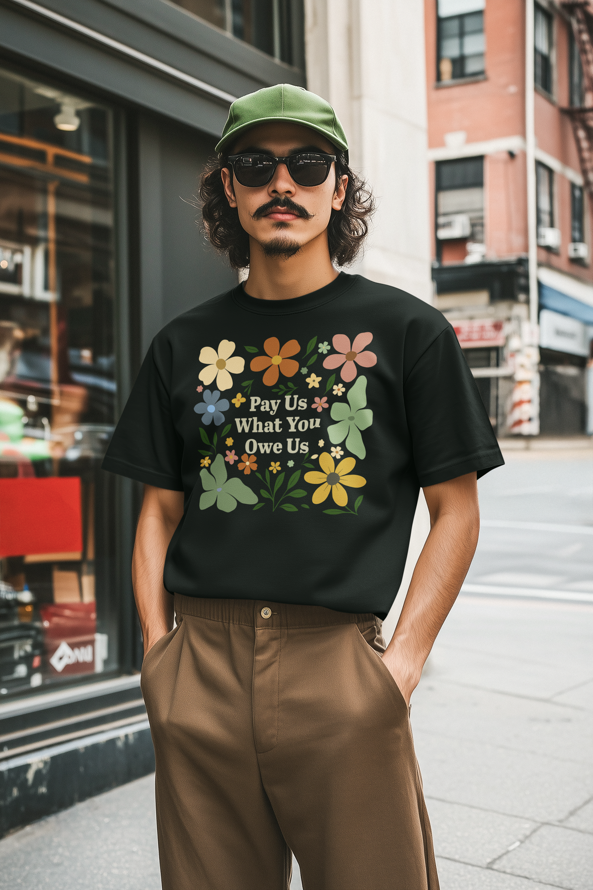 Pay Us What You Owe Us Floral Hoodie - Vintage Style Graphic Sweatshirt