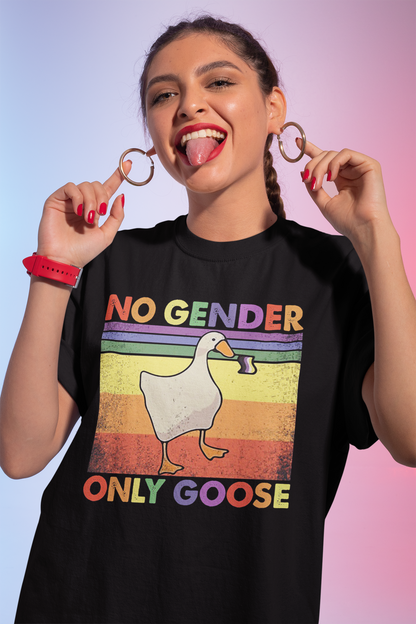 No Gender Only Goose Rainbow Sweatshirt - Inclusive Pride Animal Lover Tee