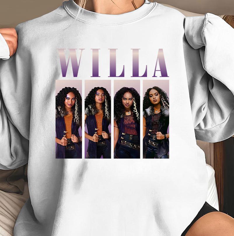 WILLA Stylish Black Hoodie with Four-Panel Graphic Design