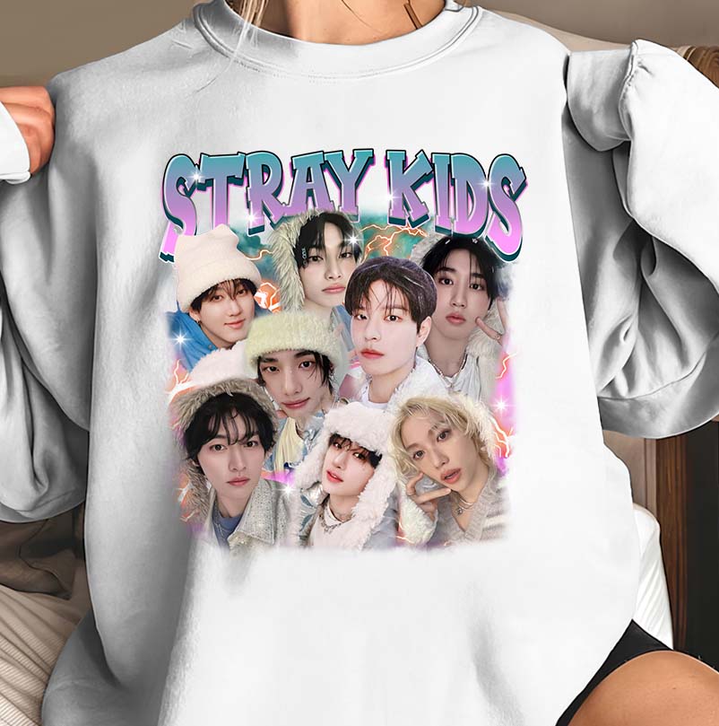 Stray Kids Graphic Hoodie Black - Kpop Band Fan Pullover Sweatshirt