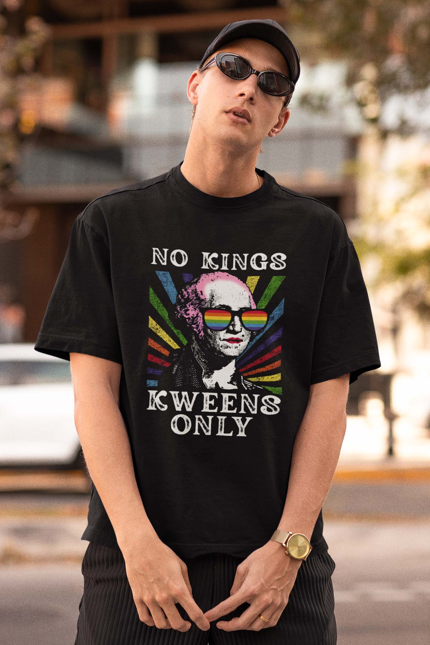 No Kings Queens Only Rainbow Pride T-Shirt - LGBTQ+ Empowerment Graphic Tee
