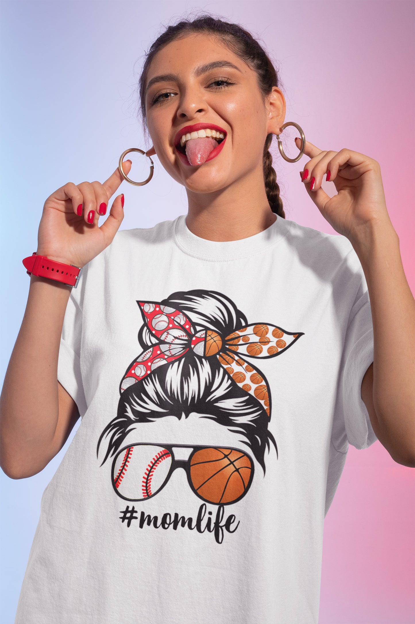 Mom Life Baseball and Basketball Sports Fan Sweatshirt