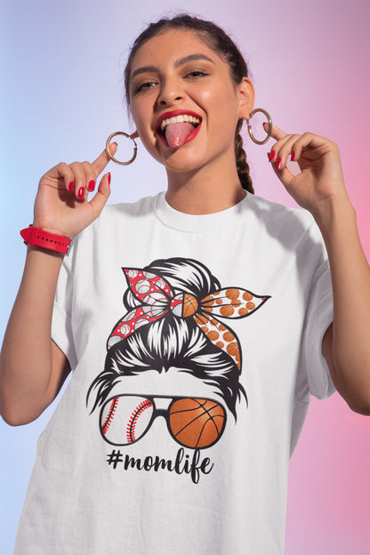 Mom Life Baseball and Basketball Sports Fan Sweatshirt