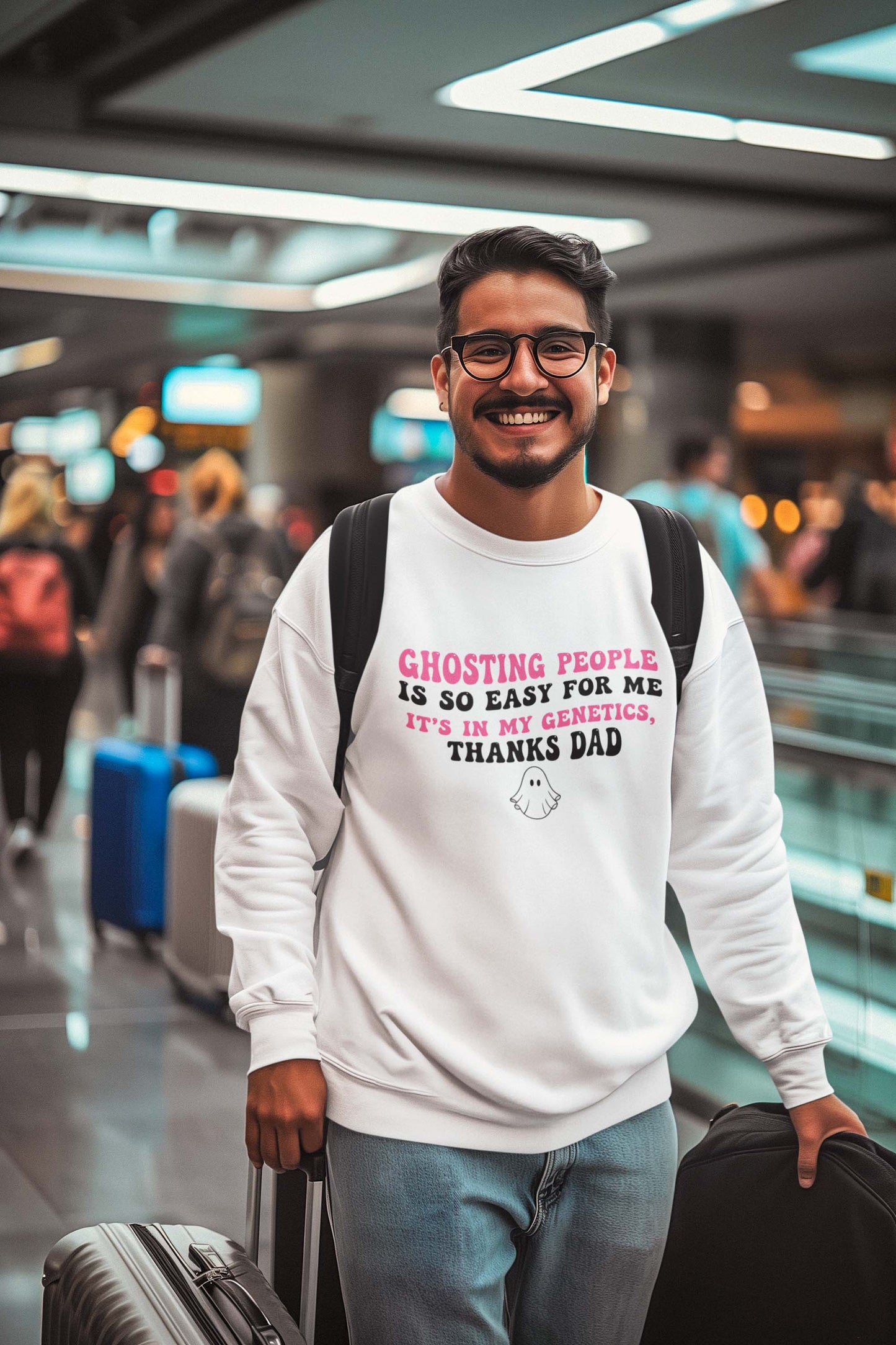 Funny Ghosting Genetics Family Tee - 'Ghosting People Is So Easy For Me' Dad Humor Shirt