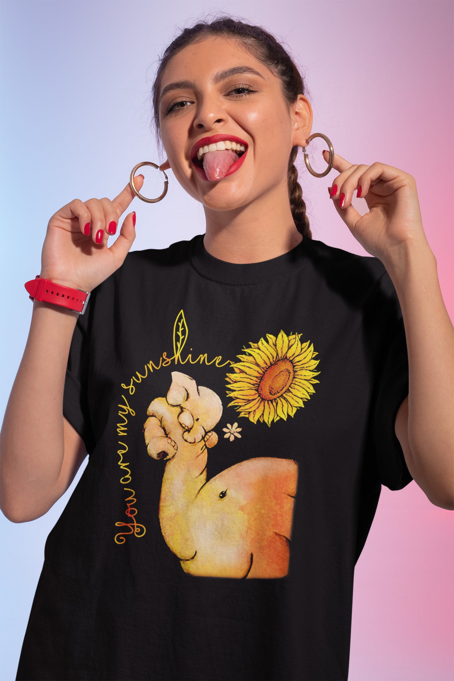 You Are My Sunshine Elephant and Sunflower Cute Animal T-Shirt