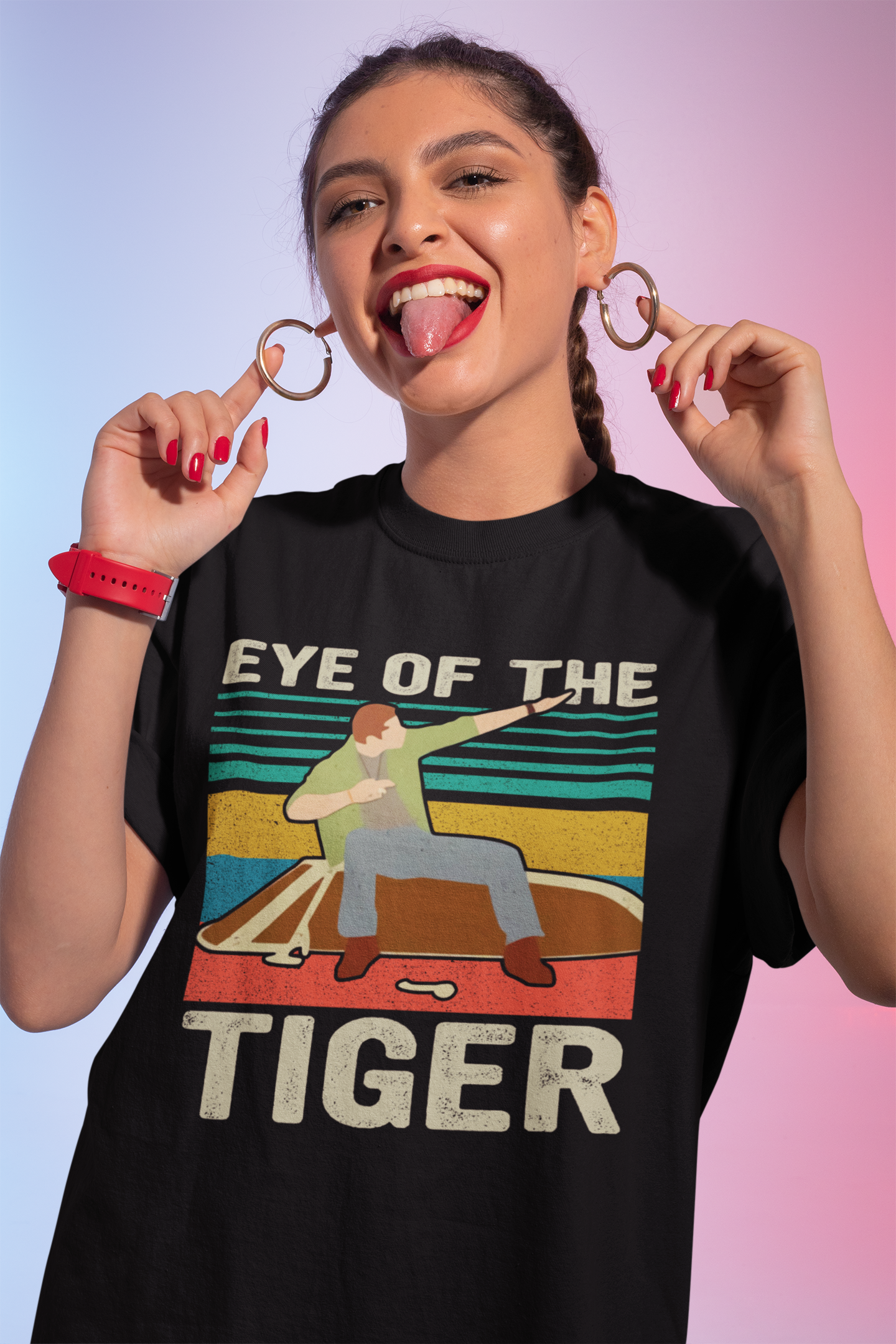 Vintage Eye of the Tiger Retro Sweatshirt with Motivational Design