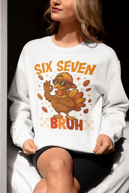 Funny Six Seven Bruh Turkey Thanksgiving T-Shirt