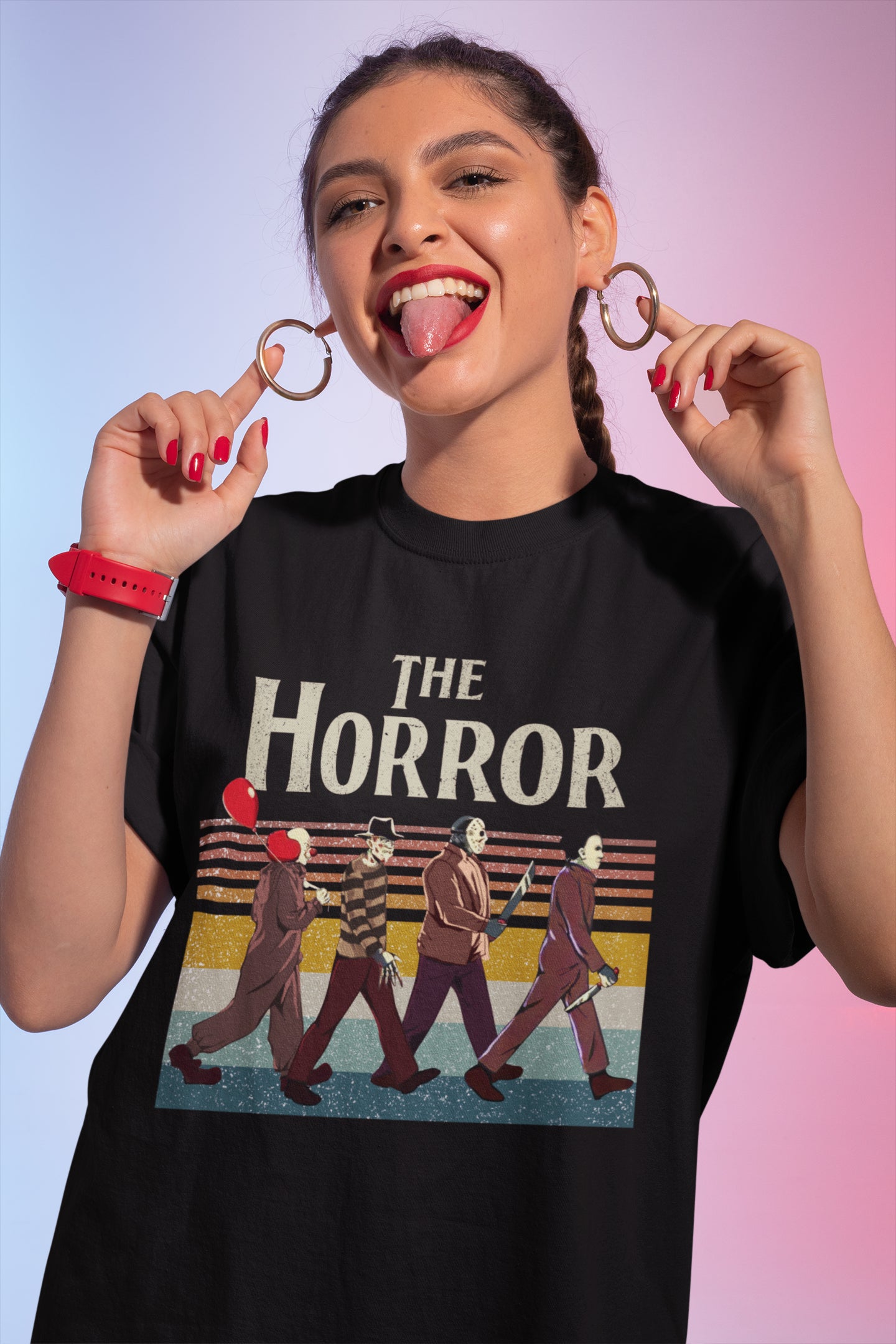 The Horror T-Shirt Vintage Style Classic Slasher Movie Icons Tee