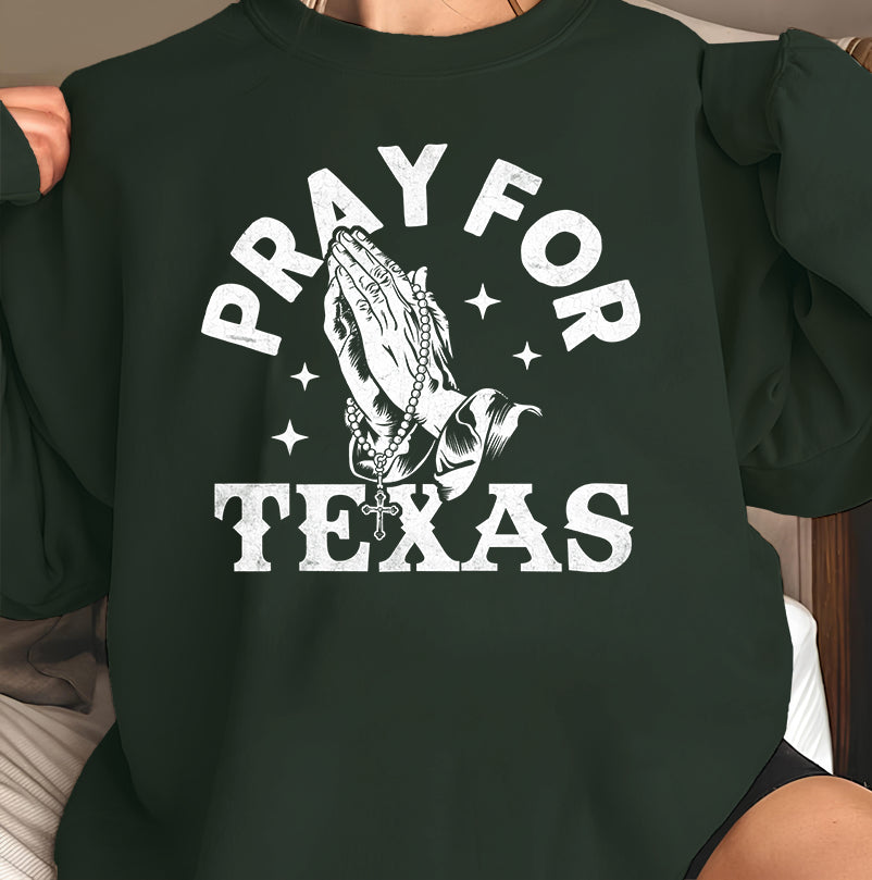 Pray for Texas T-Shirt - Faith, Prayer, and Rescue Design, Men’s Cotton Tee for Blessings and Support