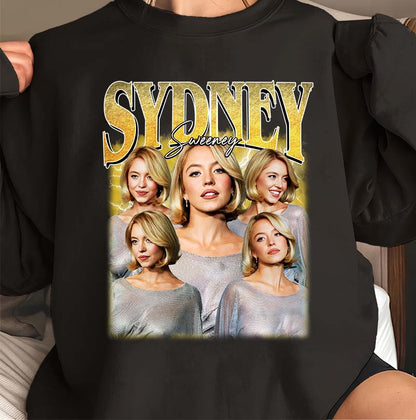 Sydney Sweeney Collage Hoodie - Trendy Celebrity Graphic Sweatshirt