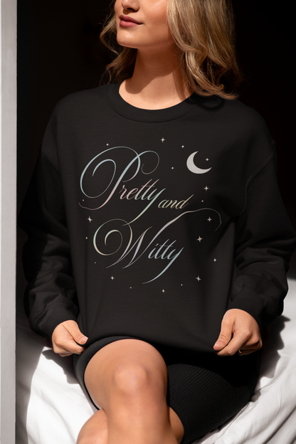 Pretty and Witty Black Graphic Tee - Feminine Starry Moon T-Shirt