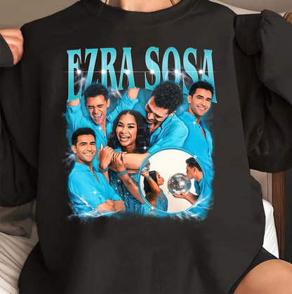 Ezra Sosa Graphic Tee - Dance Couple Fan Shirt with Vibrant Blue Design