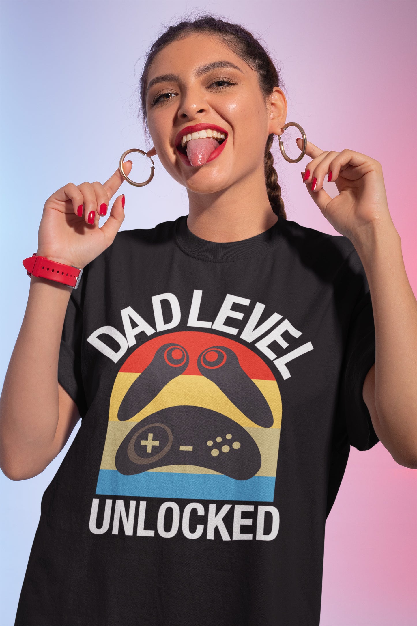 Dad Level Unlocked Gaming Controller T-Shirt - Fun Gamer Dad Gift Tee