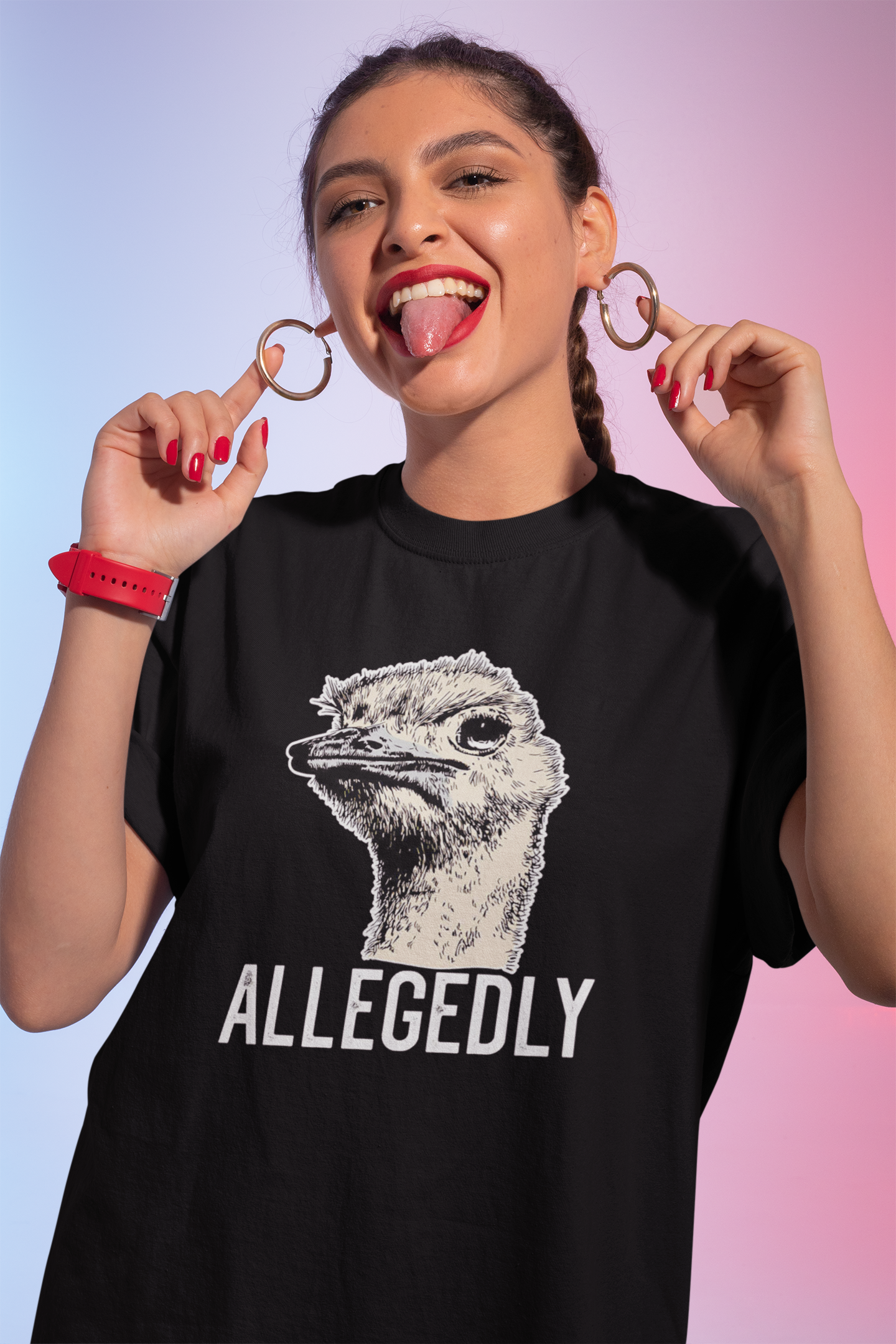 Allegedly Ostrich Graphic Sweatshirt - Funny Animal Statement Pullover