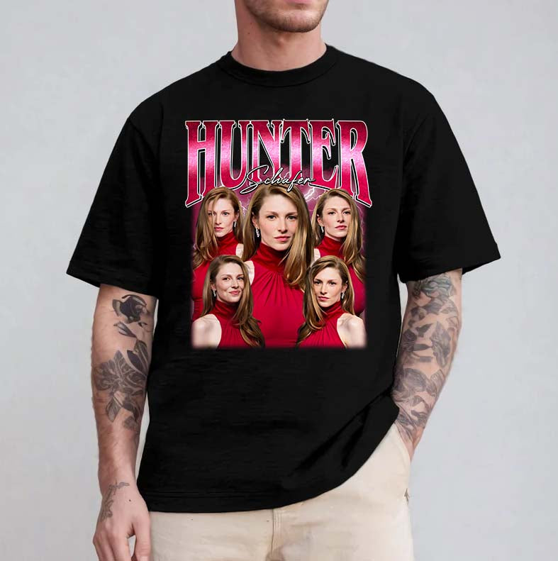 Hunter Schafer Graphic Tee - Iconic Red Dress Portraits Fashion Shirt