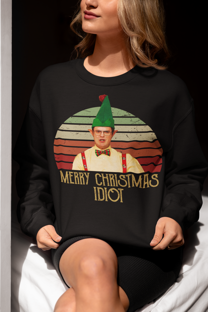 Merry Christmas Idiot Dwight Schrute Elf Shirt Holiday Tee