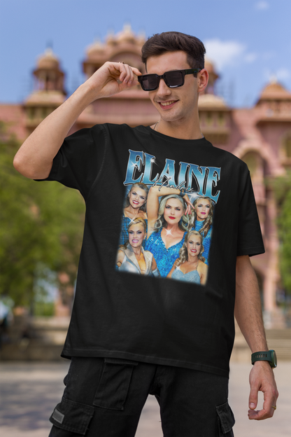 Elaine Hendrix Blue Glamour Collage Shirt - Retro Style Women’s Graphic Tee