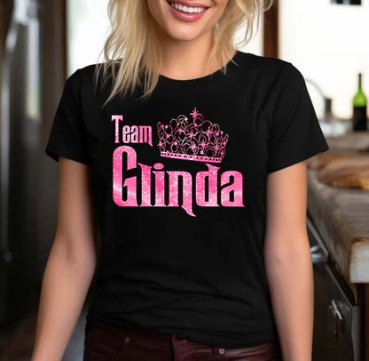 Team Glinda Pink Glitter Crown T-Shirt for Fans of The Wizard of Oz