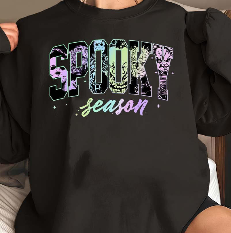 Spooky Season Halloween Shirt with Horror Icon Letters