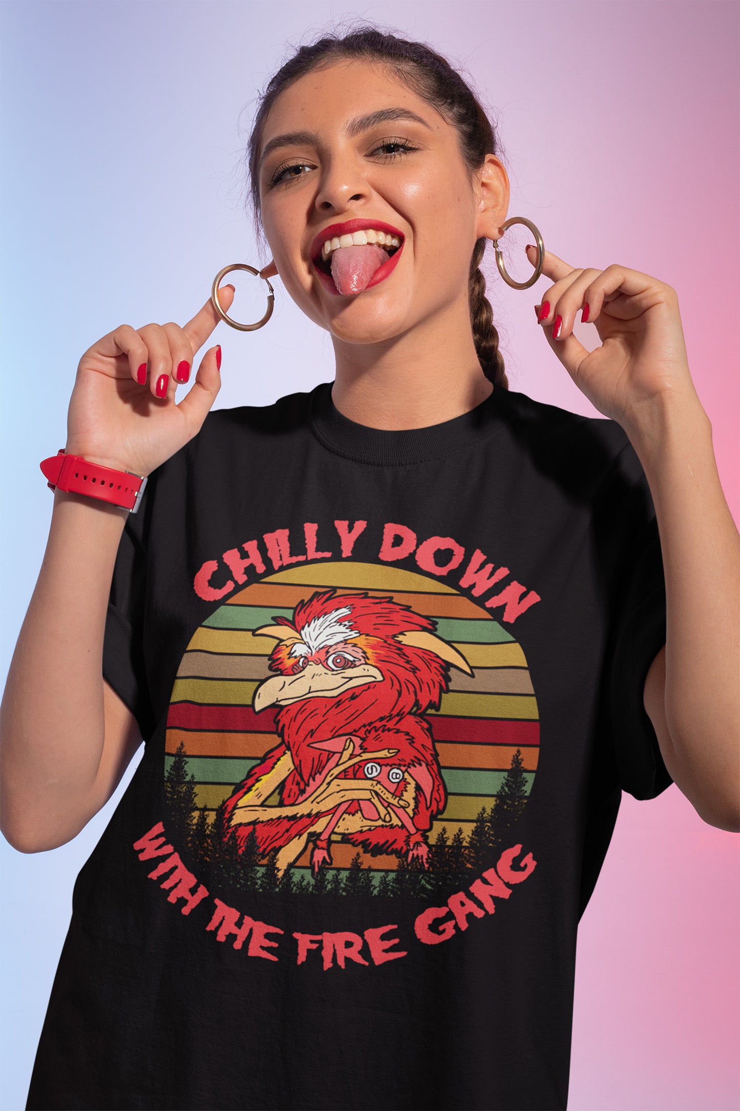 Chilly Down With The Fire Gang Retro Graphic Sweatshirt